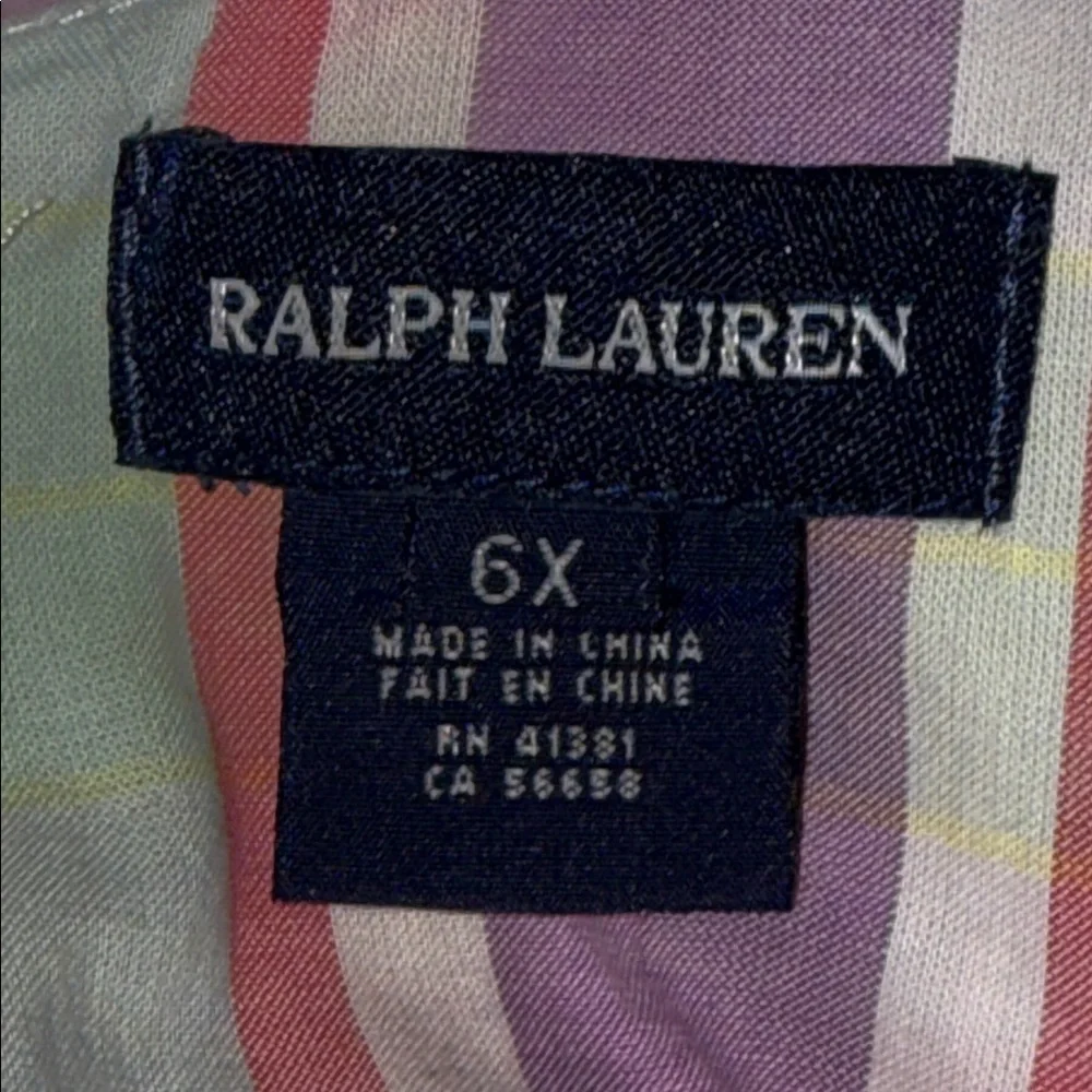 Ralph Lauren Girl’s Pastel Plaid Sleeveless Dress with Bow & Ruffle Trim Size 6X